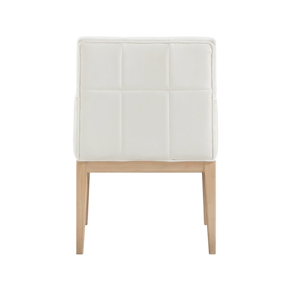 Adrian Cream Vegan Leather Dining Arm Chair, Set of 2