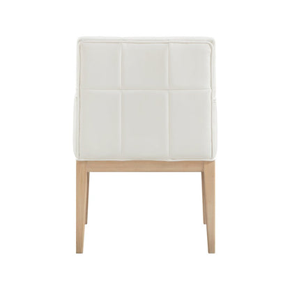 Adrian Cream Vegan Leather Dining Arm Chair, Set of 2