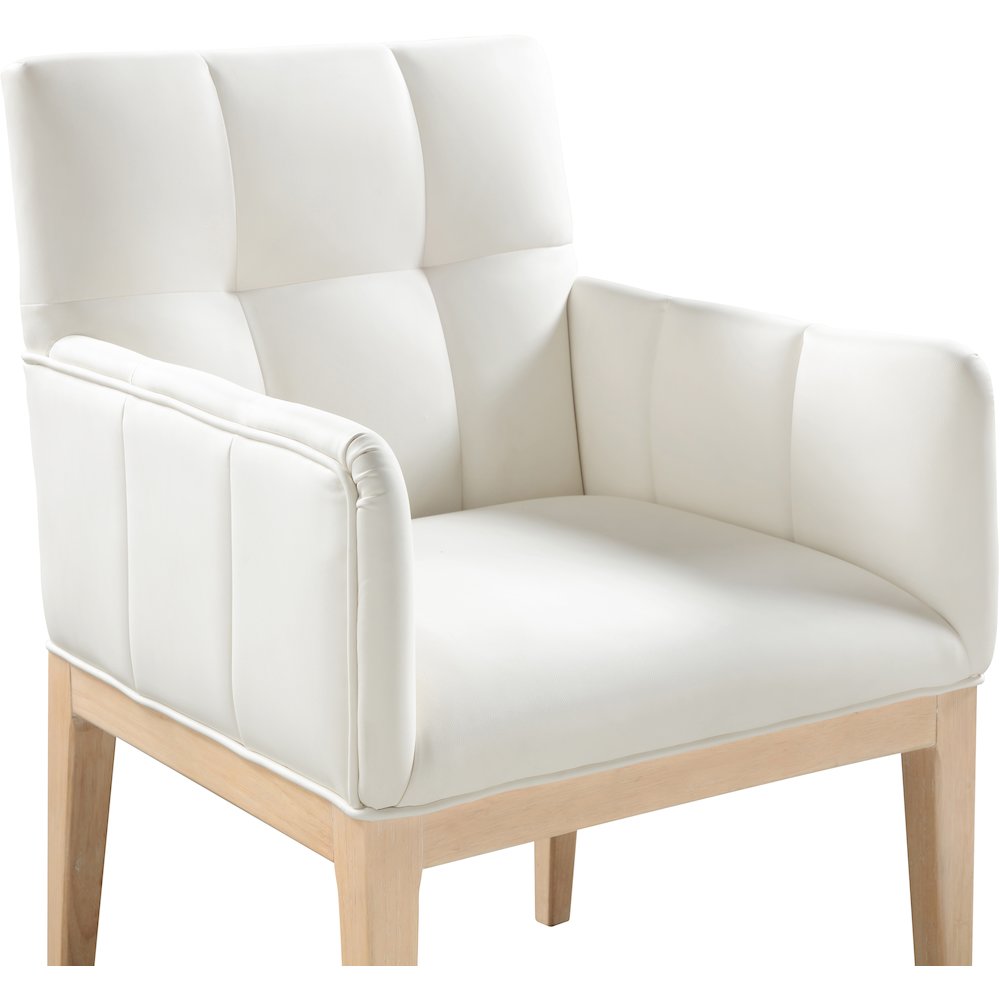 Adrian Cream Vegan Leather Dining Arm Chair, Set of 2
