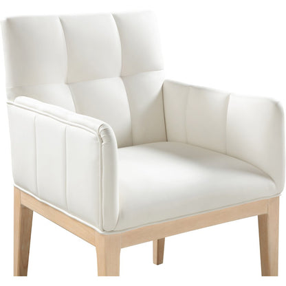 Adrian Cream Vegan Leather Dining Arm Chair, Set of 2