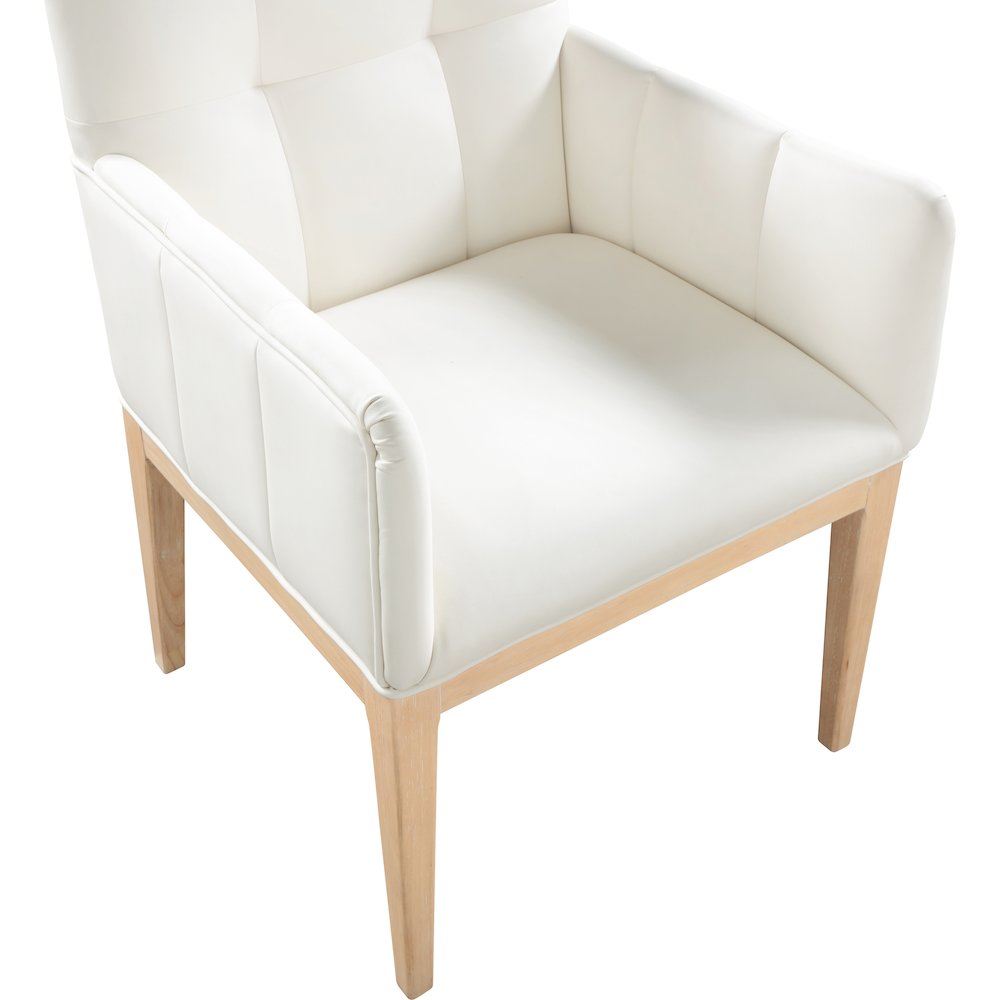 Adrian Cream Vegan Leather Dining Arm Chair, Set of 2
