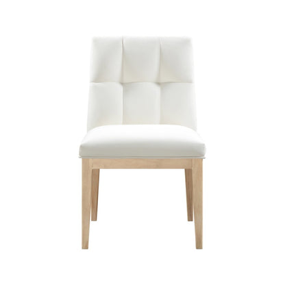 Adrian Cream Vegan Leather Dining Side Chair, Set of 2
