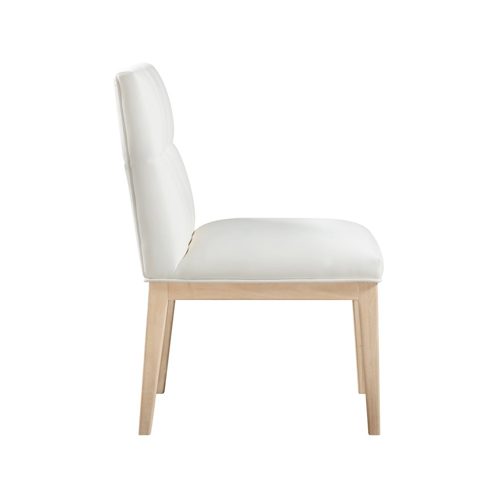 Adrian Cream Vegan Leather Dining Side Chair, Set of 2