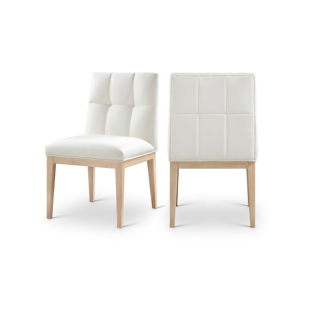 Adrian Cream Vegan Leather Dining Side Chair, Set of 2