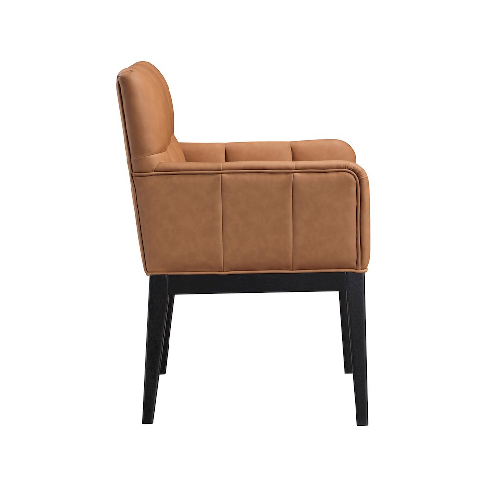 Adrian Cognac Vegan Leather Dining Arm Chair, Set of 2