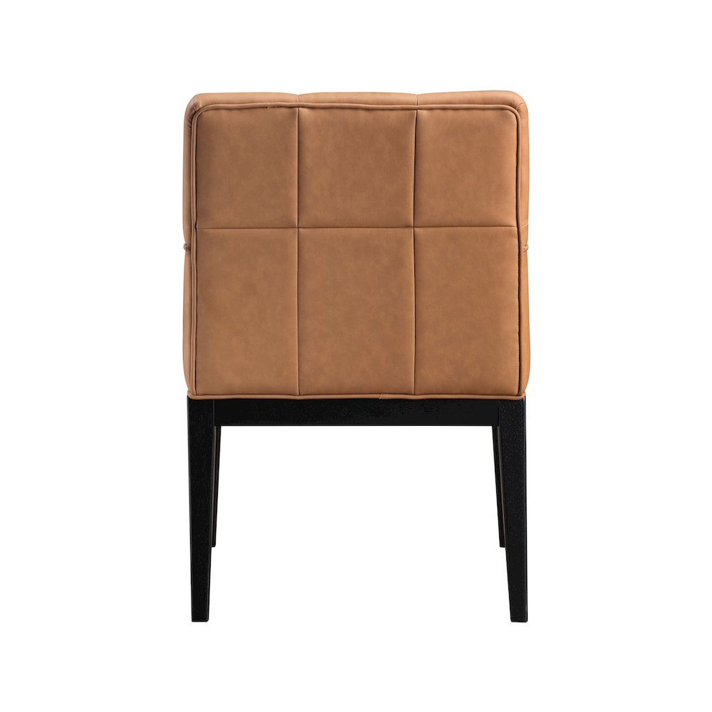 Adrian Cognac Vegan Leather Dining Arm Chair, Set of 2