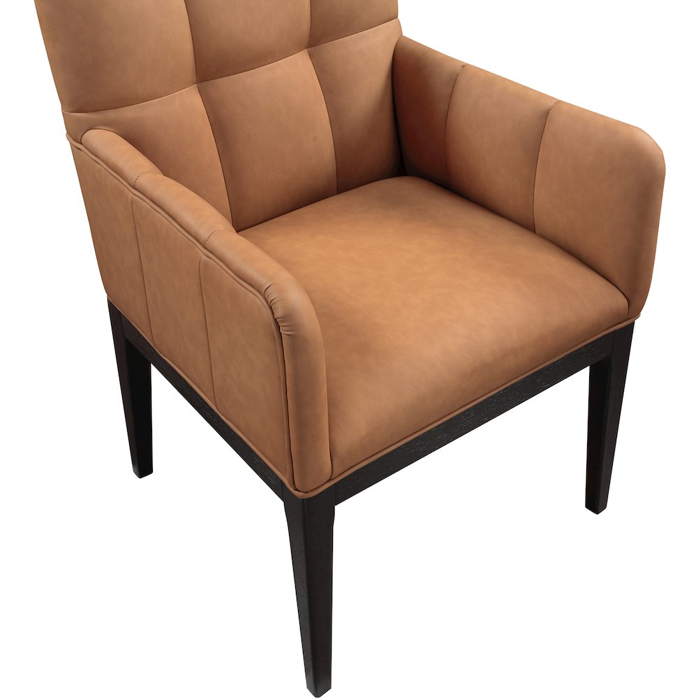 Adrian Cognac Vegan Leather Dining Arm Chair, Set of 2