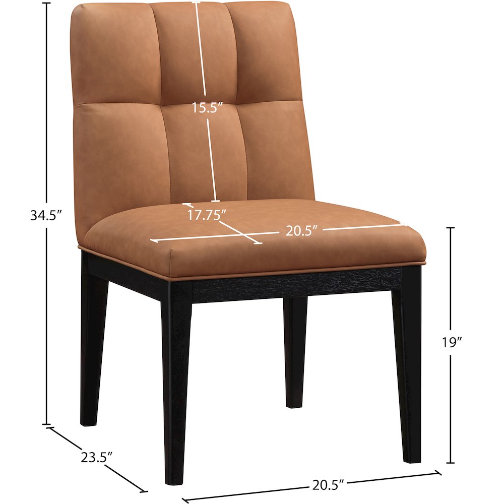 Adrian Cognac Vegan Leather Dining Side Chair, Set of 2