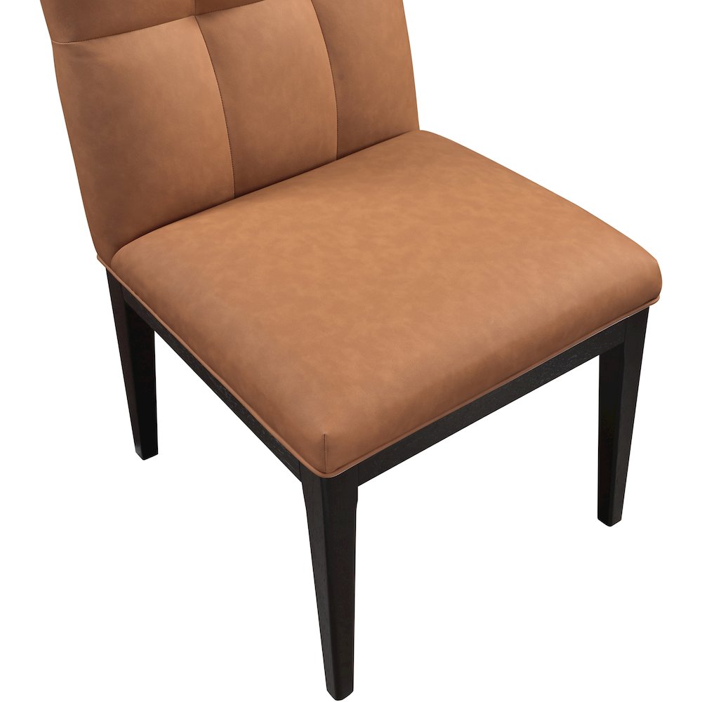 Adrian Cognac Vegan Leather Dining Side Chair, Set of 2