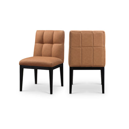Adrian Cognac Vegan Leather Dining Side Chair, Set of 2