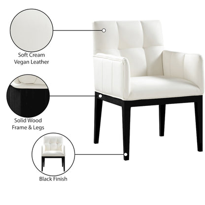 Adrian Cream Vegan Leather Dining Arm Chair, Set of 2