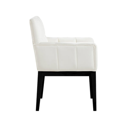 Adrian Cream Vegan Leather Dining Arm Chair, Set of 2