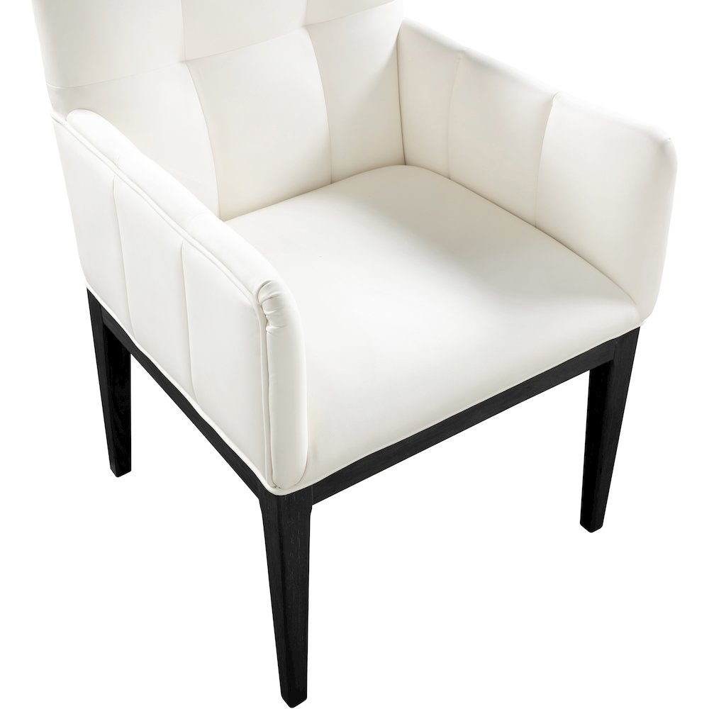 Adrian Cream Vegan Leather Dining Arm Chair, Set of 2