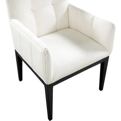 Adrian Cream Vegan Leather Dining Arm Chair, Set of 2
