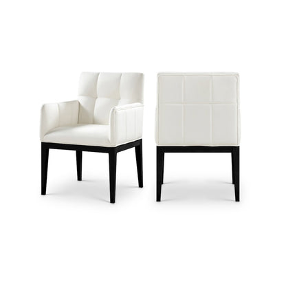 Adrian Cream Vegan Leather Dining Arm Chair, Set of 2