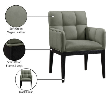 Adrian Green Vegan Leather Dining Arm Chair, Set of 2