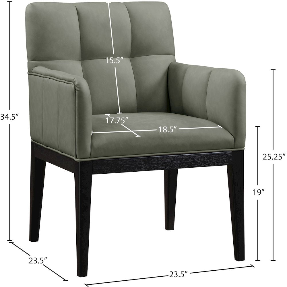 Adrian Green Vegan Leather Dining Arm Chair, Set of 2