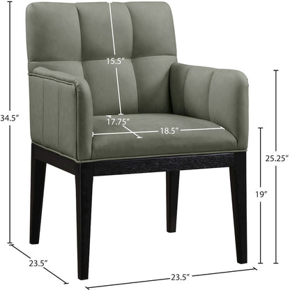 Adrian Green Vegan Leather Dining Arm Chair, Set of 2