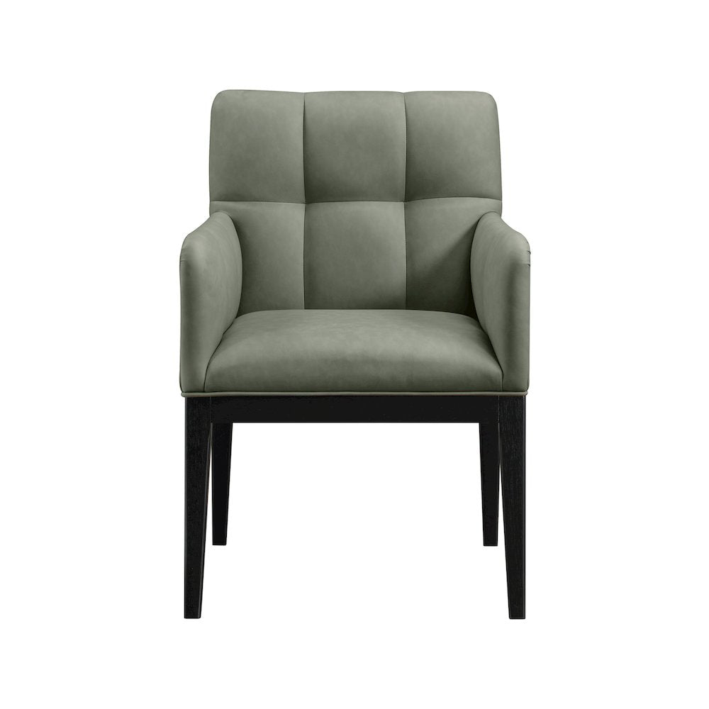 Adrian Green Vegan Leather Dining Arm Chair, Set of 2