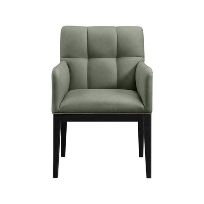 Adrian Green Vegan Leather Dining Arm Chair, Set of 2
