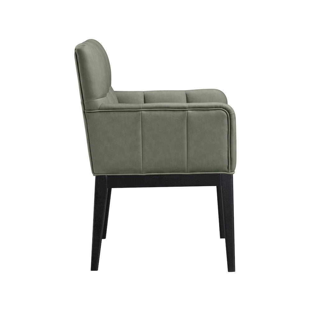 Adrian Green Vegan Leather Dining Arm Chair, Set of 2