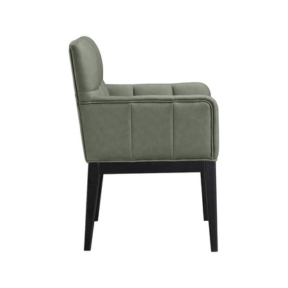 Adrian Green Vegan Leather Dining Arm Chair, Set of 2