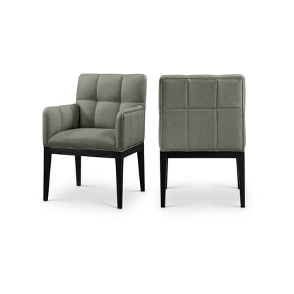Adrian Green Vegan Leather Dining Arm Chair, Set of 2
