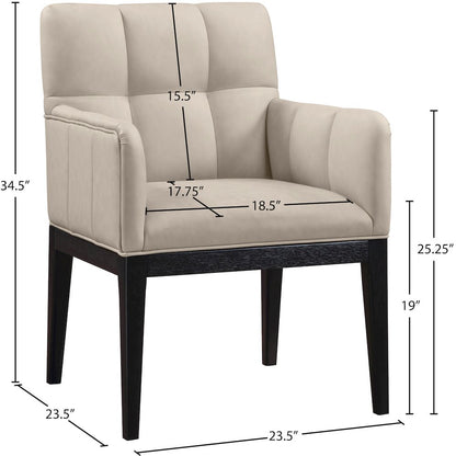 Adrian Taupe Vegan Leather Dining Arm Chair, Set of 2
