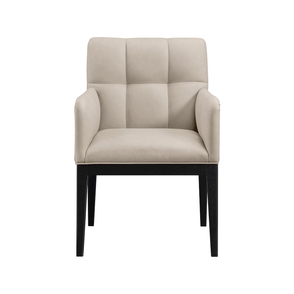 Adrian Taupe Vegan Leather Dining Arm Chair, Set of 2