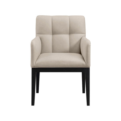Adrian Taupe Vegan Leather Dining Arm Chair, Set of 2