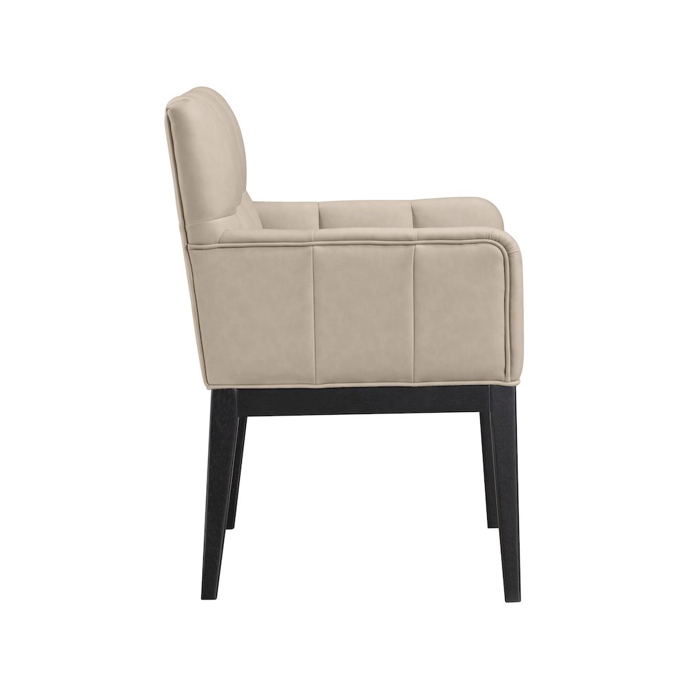 Adrian Taupe Vegan Leather Dining Arm Chair, Set of 2