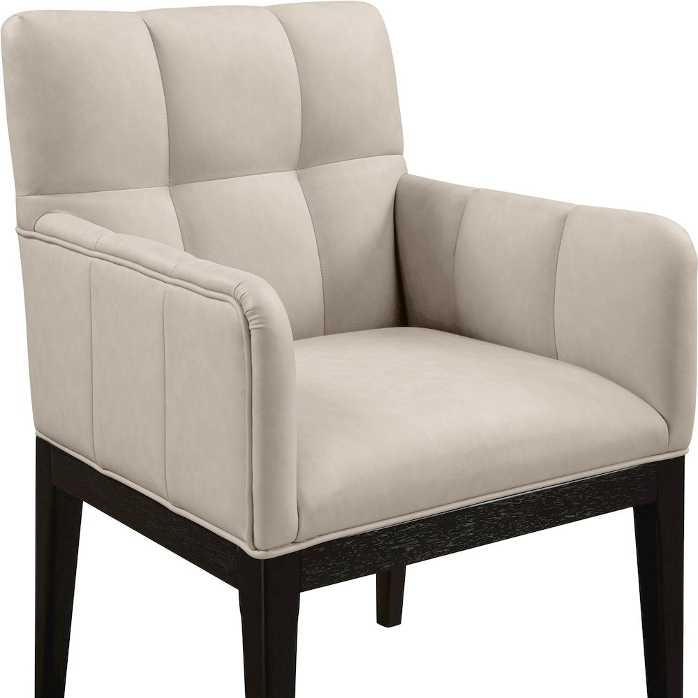 Adrian Taupe Vegan Leather Dining Arm Chair, Set of 2