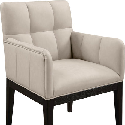 Adrian Taupe Vegan Leather Dining Arm Chair, Set of 2
