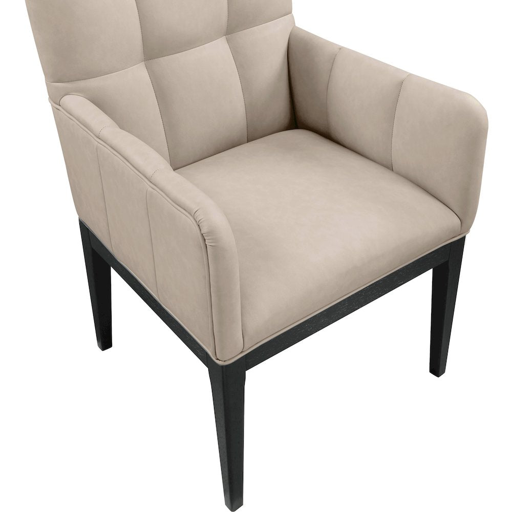 Adrian Taupe Vegan Leather Dining Arm Chair, Set of 2