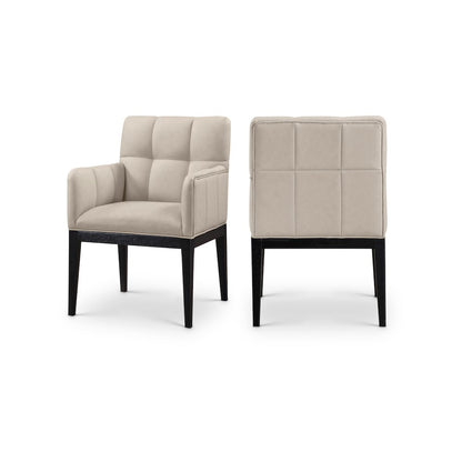 Adrian Taupe Vegan Leather Dining Arm Chair, Set of 2