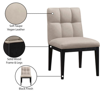 Adrian Taupe Vegan Leather Dining Side Chair, Set of 2