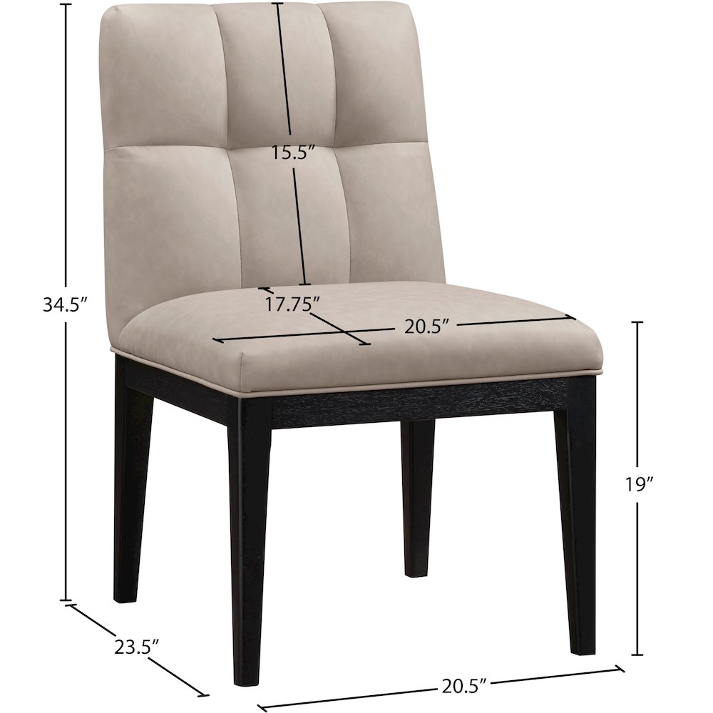 Adrian Taupe Vegan Leather Dining Side Chair, Set of 2