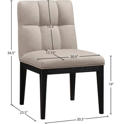Adrian Taupe Vegan Leather Dining Side Chair, Set of 2
