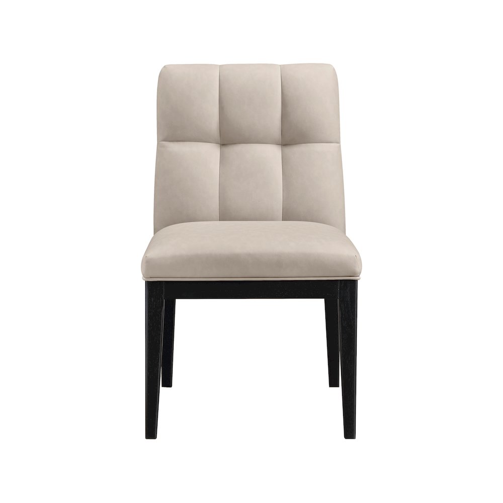 Adrian Taupe Vegan Leather Dining Side Chair, Set of 2