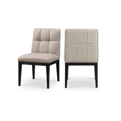 Adrian Taupe Vegan Leather Dining Side Chair, Set of 2