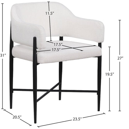 Dame Cream Fabric Upholstered Dining Chair, Set of 2