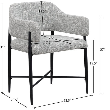Dame Grey Fabric Upholstered Dining Chair, Set of 2