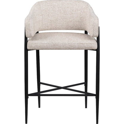 Dame Beige Fabric Upholstered Counter Stool, Set of 2