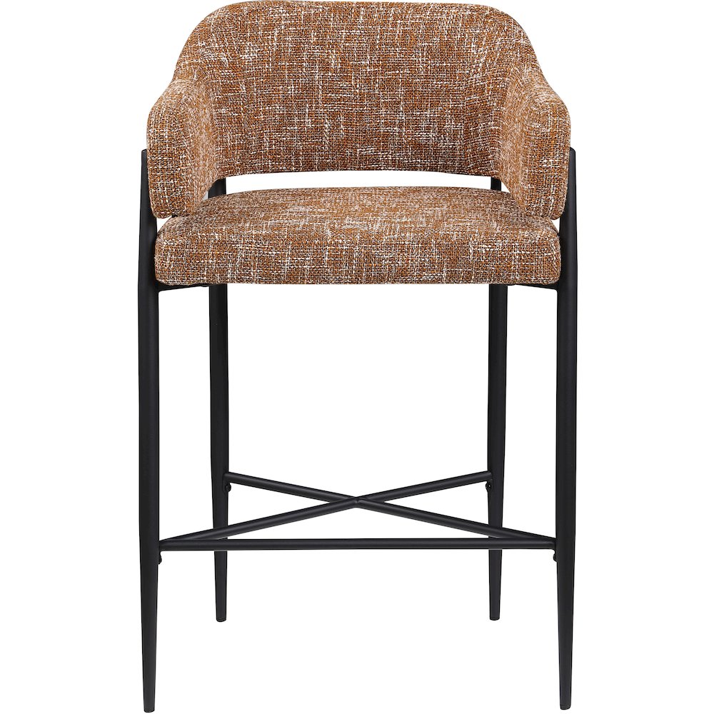 Dame Cognac Fabric Upholstered Counter Stool, Set of 2