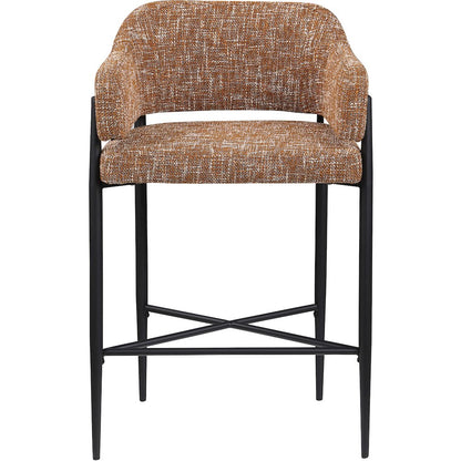 Dame Cognac Fabric Upholstered Counter Stool, Set of 2
