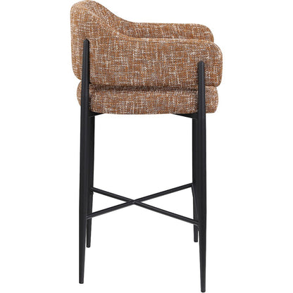 Dame Cognac Fabric Upholstered Counter Stool, Set of 2