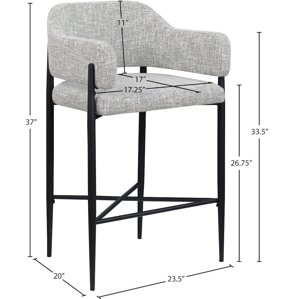Dame Grey Fabric Upholstered Counter Stool, Set of 2