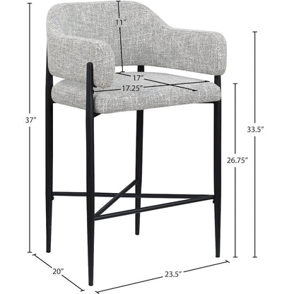 Dame Grey Fabric Upholstered Counter Stool, Set of 2