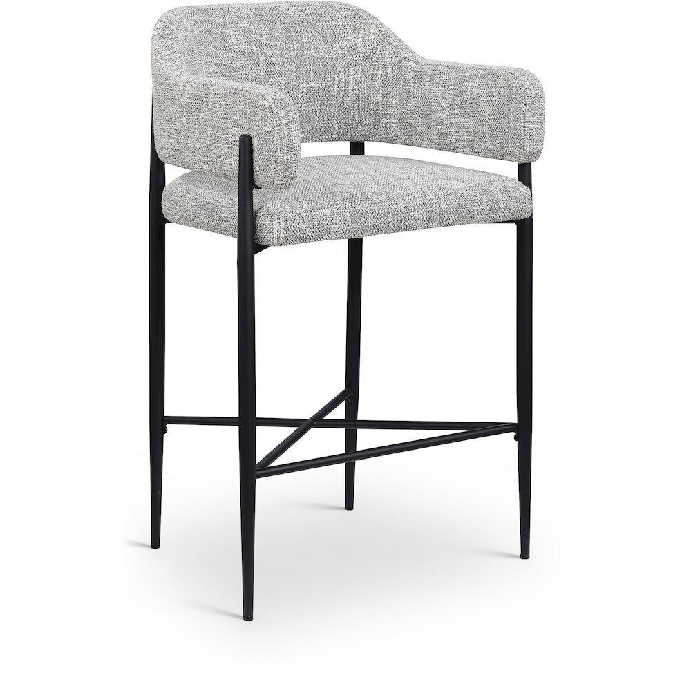Dame Grey Fabric Upholstered Counter Stool, Set of 2