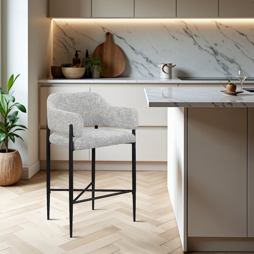 Dame Grey Fabric Upholstered Counter Stool, Set of 2